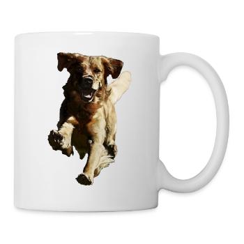 springender rennender Hund - Tasse - Weiß - Rechts