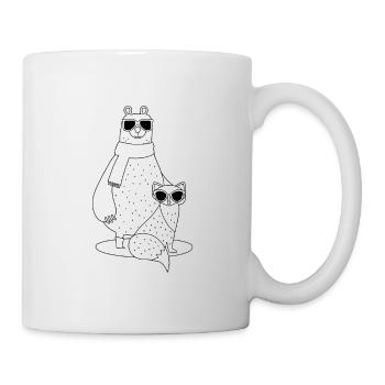 ours et renard cool avec des lunettes de soleil - Mug blanc - blanc - Droite