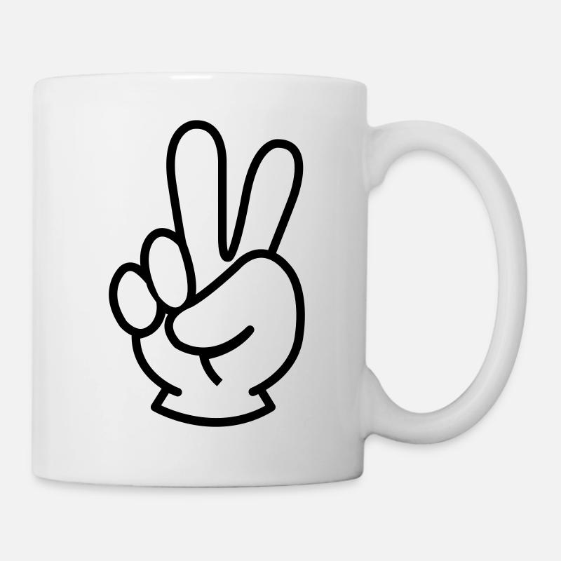 peace hand - Tasse - Weiß