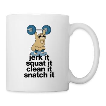 Sloth in weightlifting - Mug - white - Right