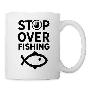Stoppt Überfischung Meer Ozean Verschmutzung - Tasse - Weiß - Rechts