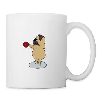 Pug with Kettlebell makes Kettlebell Swings - Mug - white - Right