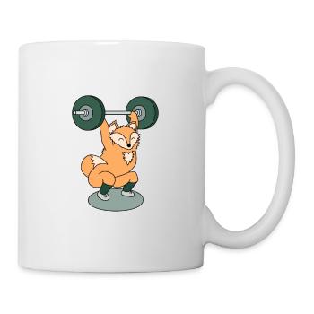 Fox weightlifting with barbell - Mug - white - Right