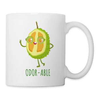 Cute Durian, Funny Durian Pun, Adorable Odorable - Mug - white - Right