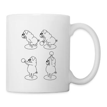 sportlicher Mops mit Kettlebell - Tasse - Weiß - Rechts