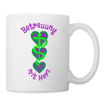 Betreuung mit Herz Pflegekraft Betreuungskraft BA - Tasse - Weiß - Rechts