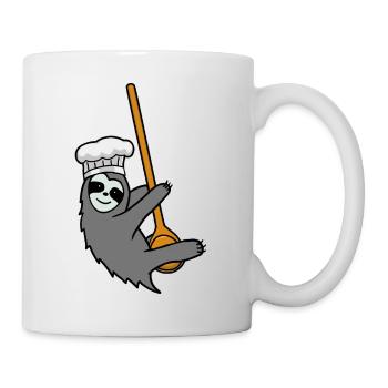 Fleißig Faultier Küche kochen Kochlöffel Hobbykoch - Tasse - Weiß - Rechts