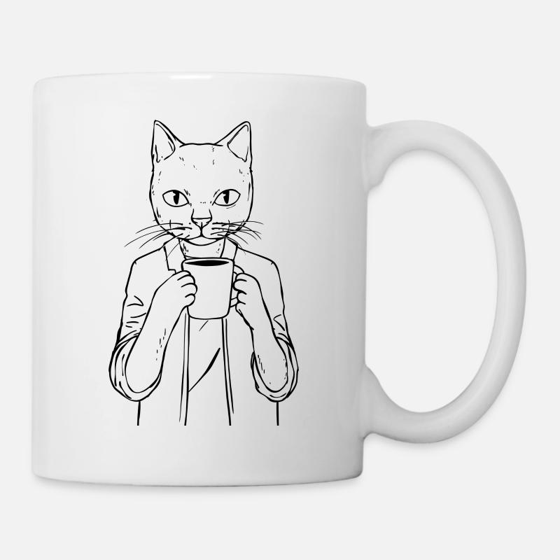 Kaffee Katze - Tasse - Weiß
