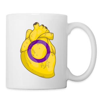 Intersex pride realistic heart intersex flag - Mug - white - Right