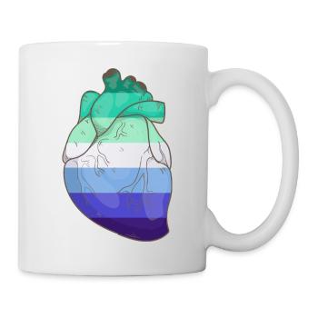 Gay Men pride coeur réaliste Gay Men Drapeau - Mug blanc - blanc - Droite