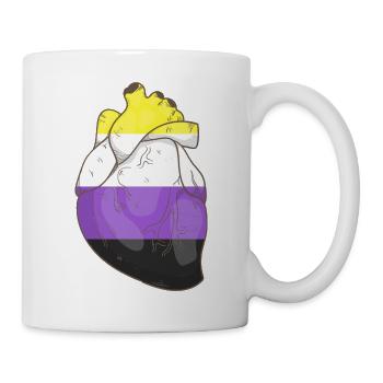 Non Binary pride realistisches Herz Fahne - Tasse - Weiß - Rechts
