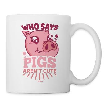 Schwein Mädchen Ferkel - Tasse - Weiß - Rechts