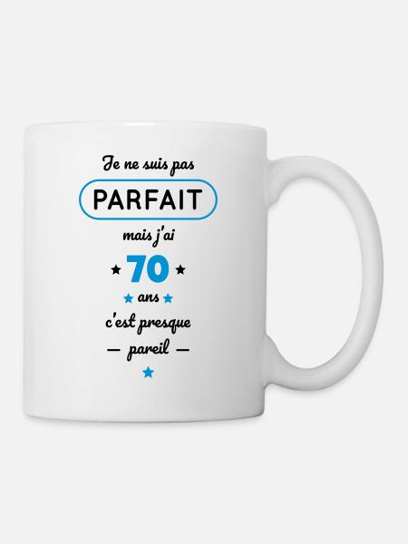 Anniversaire 70 ans - Pas parfait mais j'ai 70 ans - Mug blanc - blanc