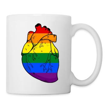 LGBTQ pride month LGBT heart rainbow flag - Mug - white - Right