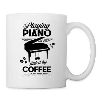 Klavierspielen Angetrieben Durch Kaffee Klavier - Tasse - Weiß - Rechts