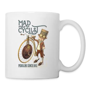 Steampunk Penny Farthing Bicycle Funny Mad Cyclist - Mug - white - Right