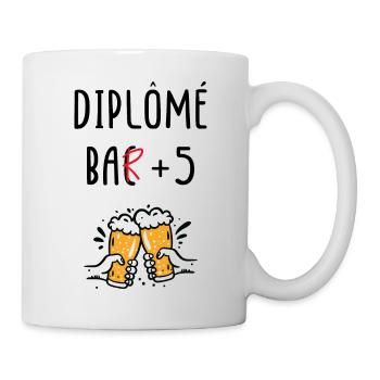 Diplômé Bar + 5 - Mug blanc - blanc - Droite