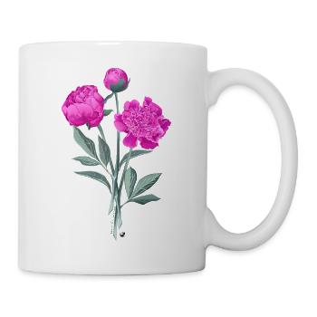 Pfingstrosen Abbildung mit Inschrift - Tasse - Weiß - Rechts