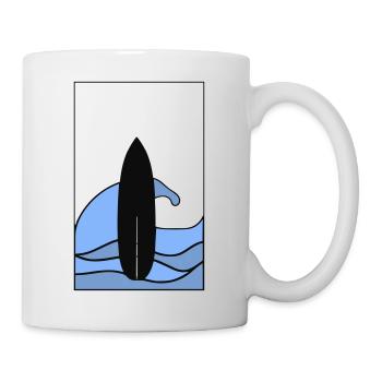 T-Shirt Surf Board with Wave in Frame - Mug - white - Right