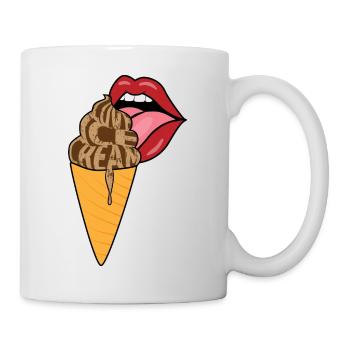Love Ice Cream chocolat noix de café avec la bouche - Mug blanc - blanc - Droite