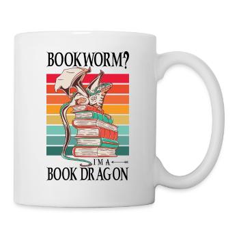 Dragons Bücher Drachen Lesen Bücherwurm - Tasse - Weiß - Rechts