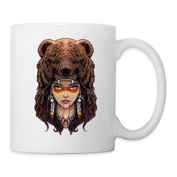 Indigenous warriors with bear heads on - Mug - white - Right
