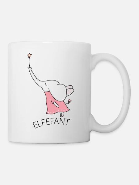 Elfe und Elefant - Tasse - Weiß