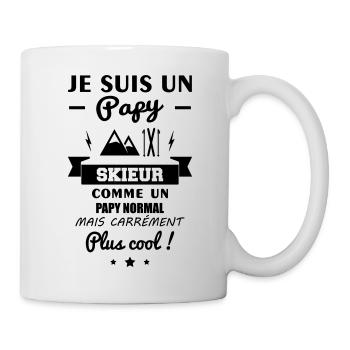 Papy skieur,cadeau papy, ski, fête des grands-père - Mug blanc - blanc - Droite
