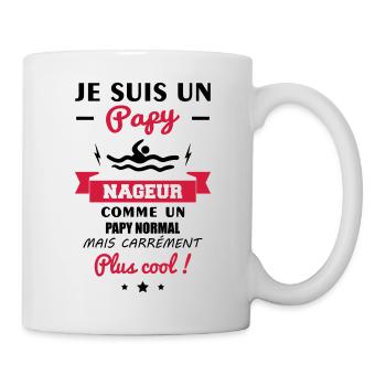 Papy nageur, grand-père, natation, piscine, cadeau - Mug blanc - blanc - Droite