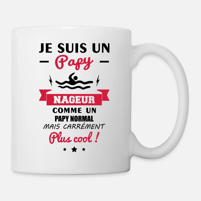 Papy nageur, grand-père, natation, piscine, cadeau - Mug blanc - blanc