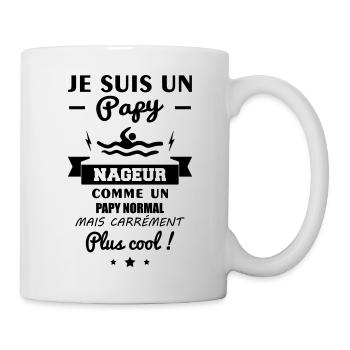Papy nageur, grand-père, natation, piscine, cadeau - Mug blanc - blanc - Droite