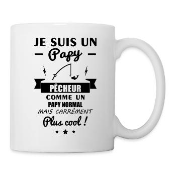 Papy pêcheur, cadeau pêche, grand-père, pêcheur - Mug blanc - blanc - Droite
