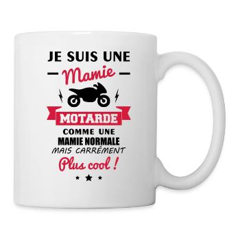 Mamie motarde, cadeau grand-mère,moto,bikeuse - Mug blanc - blanc - Droite