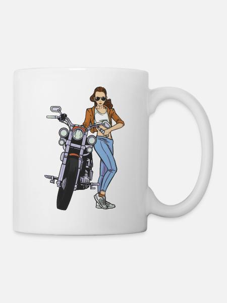 Motorradfahrerin Bikerin Bikergirl Motorrad Frau - Tasse - Weiß