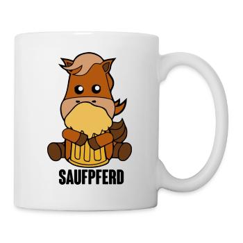 Saufpferd Pferd Pony Biertrinker Saufen Bier - Tasse - Weiß - Rechts