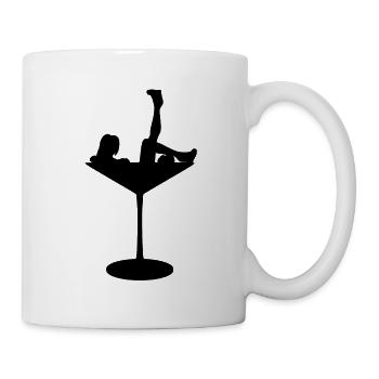 Schwarze Silhouette mit Frau im Champagnerglas - Tasse - Weiß - Rechts