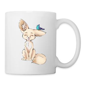 Wüstenfuchs | Fennek und Vogel | Fuchs - Tasse - Weiß - Rechts