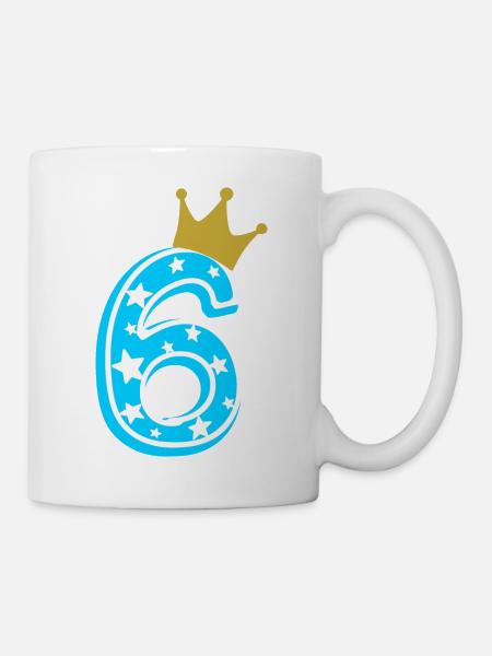6 Krone 6. Geburtstag 6 Jahre - Tasse - Weiß