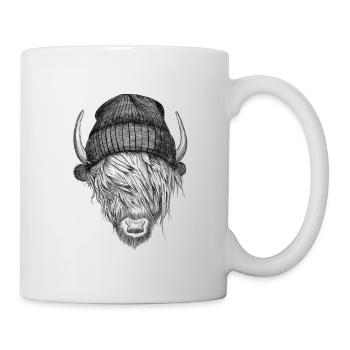 Highland Cattle avec casquette - Mug blanc - blanc - Droite
