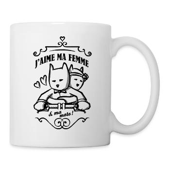 Chat motard - J'aime ma femme et ma moto - Mug blanc - blanc - Droite