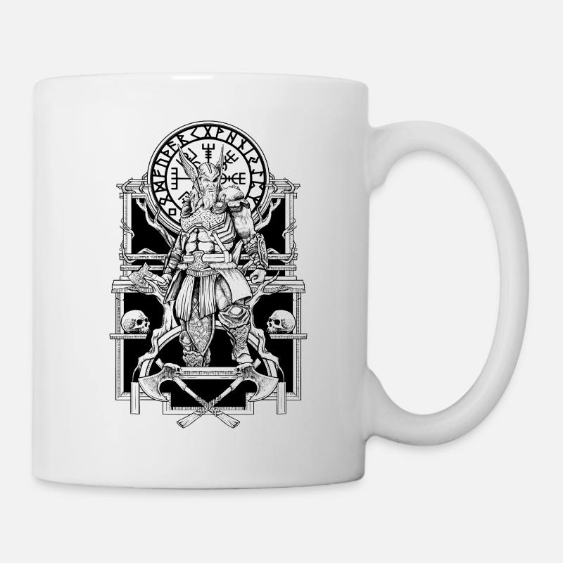 odin, thor, walhalla, valhalla, marteau, hache, - Mug blanc - blanc