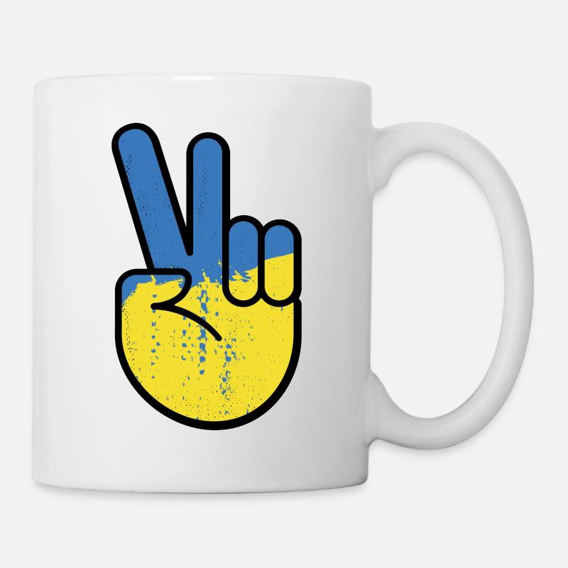Frieden und Solidarität mit der Ukraine - Tasse - Weiß