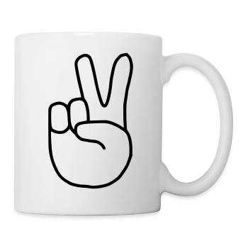 Emoji Peace Finger Sketch noir - Mug blanc - blanc - Droite