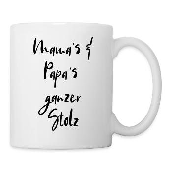 mama papa Eltern stolz Kinder babys Schrift - Tasse - Weiß - Rechts