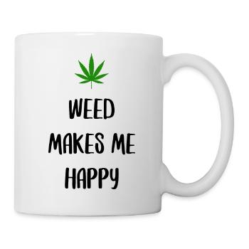 l’herbe me rend heureux cannabis marijuana - Mug blanc - blanc - Droite