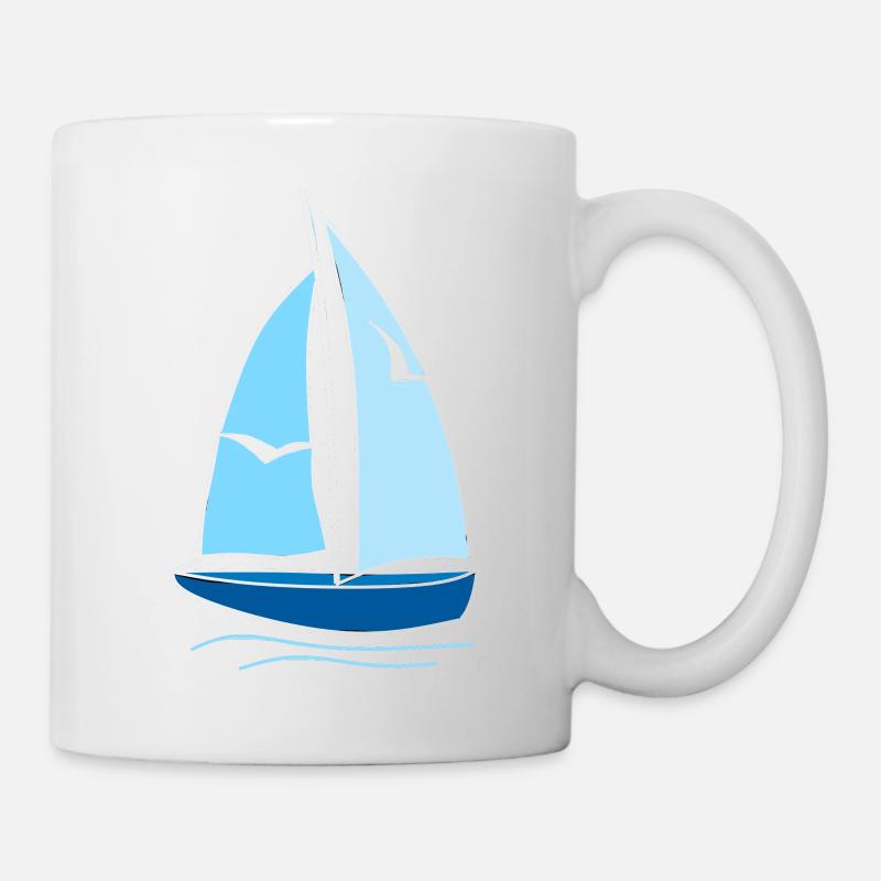 Voilier Mouettes, Cadeau, mode, cool, tendance, style, - Mug blanc - blanc