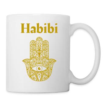 Habibi. Goldene Hand von Fatima - Tasse - Weiß - Rechts
