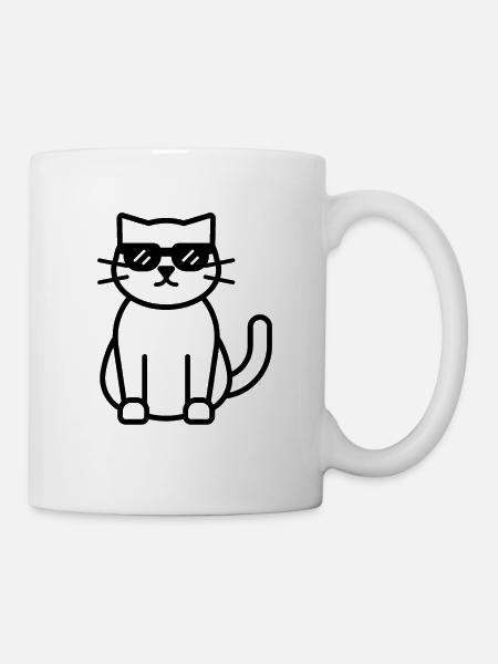 Chat cool - Mug blanc - blanc