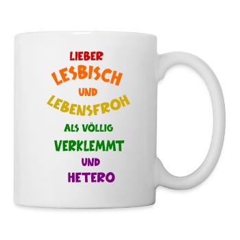 Lesbisch Lesben Toleranz Liebe LGBQT Spruch - Tasse - Weiß - Rechts