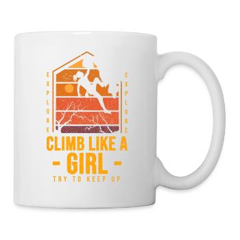 Climb Like a Girl Rock Climbing Bouldering 80's - Mug - white - Right